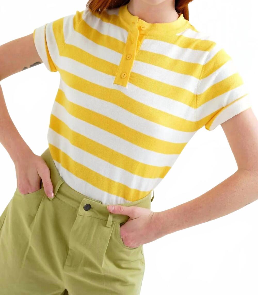 NEW COMPANIA FANTASTICA stripe top in yellow white
